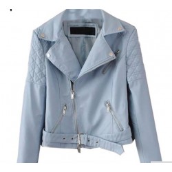 Simplee Casual belt faux leather jacket Women cool zipper winter basic jackets 2017 Female autumn el