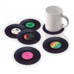Lootus Coaster Placemat 6PCS Retro Vinyl Coaster CD Shaped Record Cup Drinks Holder Mat Posavasos
