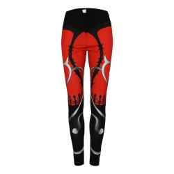 HEAL ORANGE New Sexy Heart Print Leggings Women Red Black Patchwork Sporting Pants Tights Gym Printe