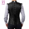 6XL Plus Size Black Striped Chains Stand Collar Sleeveless Steampunk Vest Gothic Corset Jacket Coat