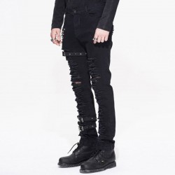 Steampunk Man Winter Casual  Black Pants Gothic Personality Mens Long Trousers Slim Fit gothic alternative wear