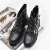2017 Woman Black Belt Buckle Punk shoes PU Leather Ankle Boots Metal Rivet Gothic Shoes Retro Motorc