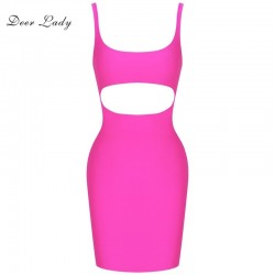 Bodycon Mini Dress Pink or Black Women Cut Out Sexy Kim Kardashian Spaghetti Dresses