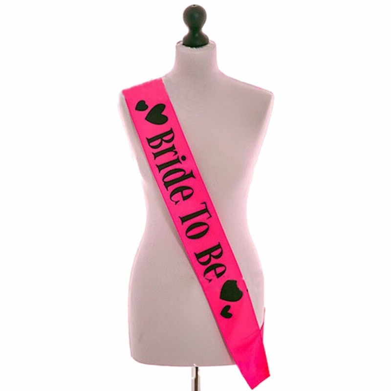 Hot Pink Satin Black Write Bride To Be Sash Hens Night Out Decoration Sash Decorative Flowers  Wrea