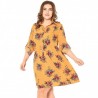 Plus Size 3XL 4XL 5XL Women Shirt Dress Floral Print Rolled Sleeve Turn Down Collar Buttons Pleated