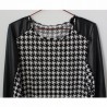 New fashion winter spring sexy club PU full sleeve sheath mini plaid bodycon vintage elastic cotton