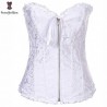 Zipper Lace Up White Bridal Corset Overbust Corselet Lingerie Sexy Wedding Bustier Corsage Floral El