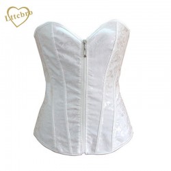 Cors con cremallera Sexy Bustier Corpete gtico nupcial blanco boda Lencera Corselet Overbust broc