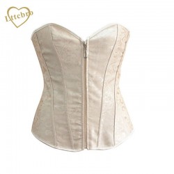 Cors con cremallera Sexy Bustier Corpete gtico nupcial blanco boda Lencera Corselet Overbust broc