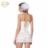 Cors con cremallera Sexy Bustier Corpete gtico nupcial blanco boda Lencera Corselet Overbust broc