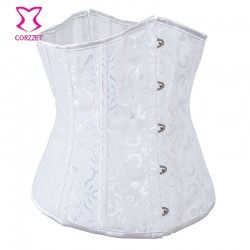 Cors blanco Bustier cintura superior entrenador Underbust talla grande 6XL mujer Lencera nupcial c