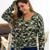 Camo Cargo Sweater Women Oversized 4xl Sweater Tops V Neck Button Knit Cardigan Bandage Loose Casual