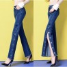 Autumn Plus Size Side Split Wide Leg Jeans 4Xl 5Xl 7Xl Sexy Slim Hip Oversized Blue Boot Cuts Women