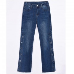 Autumn Plus Size Side Split Wide Leg Jeans 4Xl 5Xl 7Xl Sexy Slim Hip Oversized Blue Boot Cuts Women