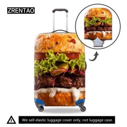 ZRENTAO 3D Impresin de hamburguesa rayado elstico 18-32 pulgadas Trolley funda equipaje Protector