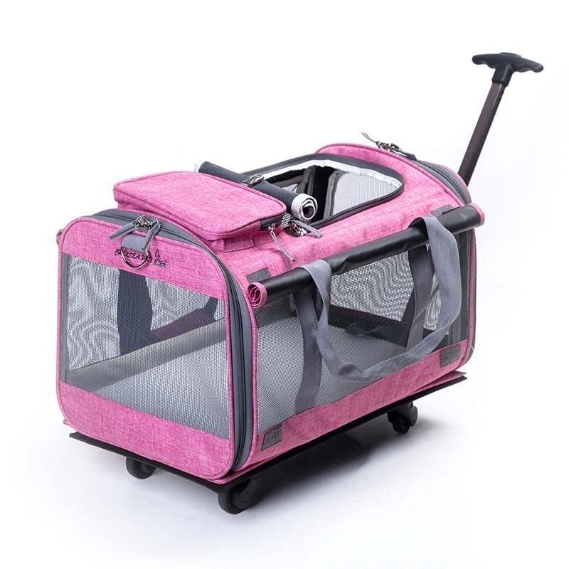 Pets bags carry-on trolley case Small animal universal wheel LuggageCat and dog outdoor rolling sui