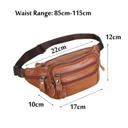 Mens Vintage Leather Waist Bag Portable Male Zip Pocket Genuine Leather Pack Casual Functional Mone