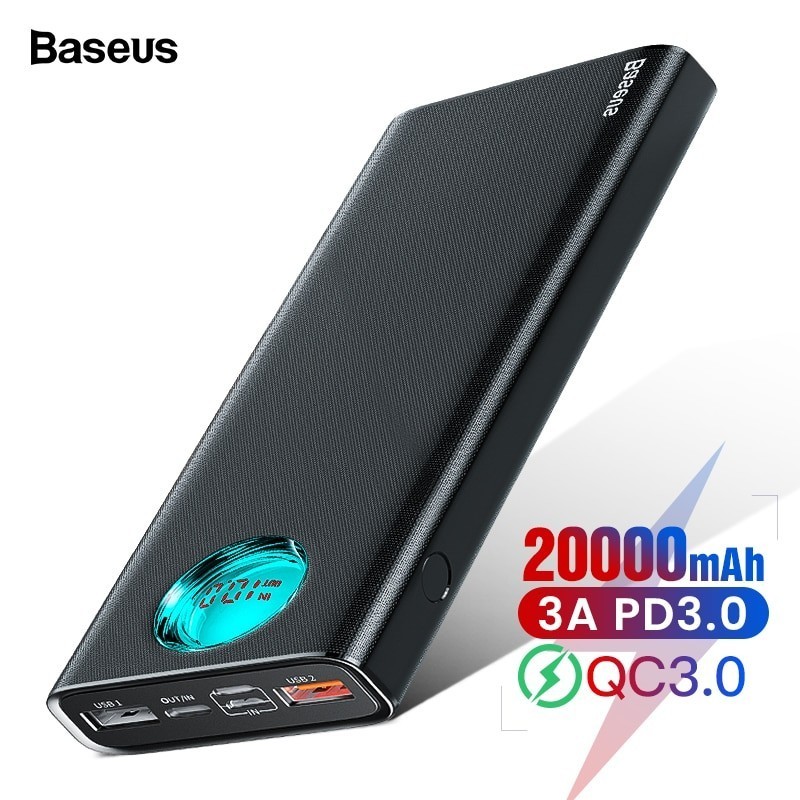 Baseus 20000 mAh Banco de la energa USB tipo C PD rpido Quick Charge 30 de 20000 mAh Powerbank pa